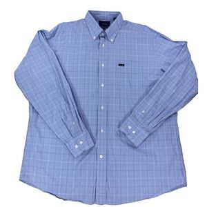 Faconable Shirt Men's XL Blue Plaid  Classic Long Sleeve France 100% Cotton